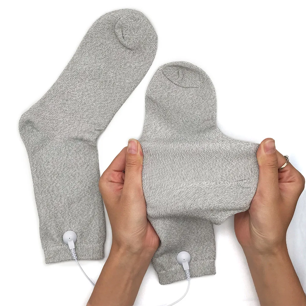 SKPURE silver conductive massage socks with adapter lead wires for Tens/EMS machine