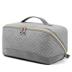 Large Capacity Travel Custom Toiletry Cosmetic Bag Flat Big Makeup Bag For Women Portable Waterproof Pu Leather Skincare Bag