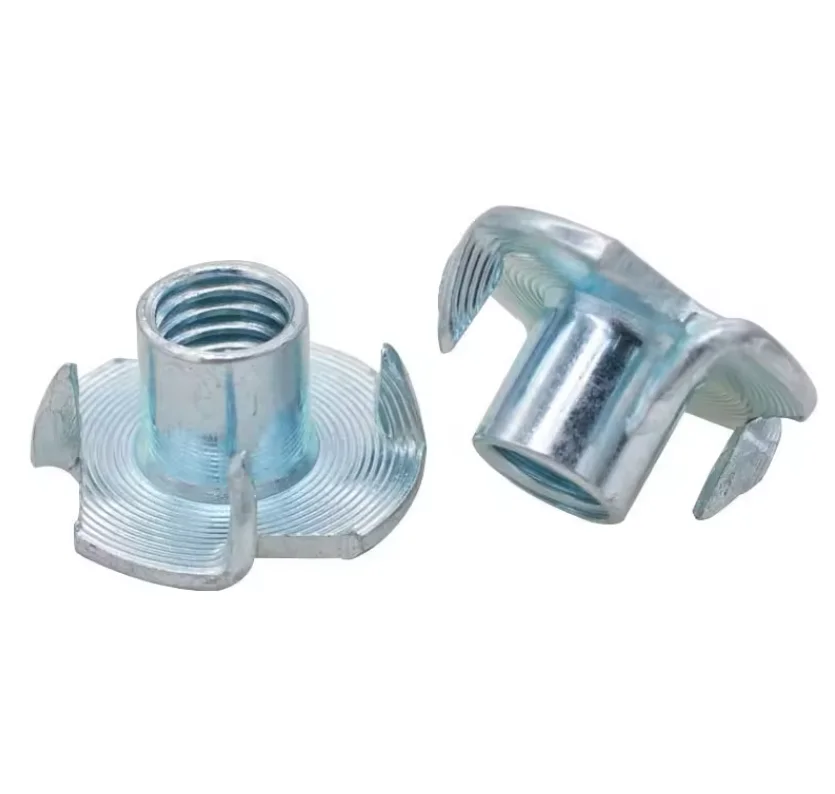 Steel Galvanized Insert Tee Nuts With Prongs carbon steel four claw nut hole zinc plated furniture four claw nut