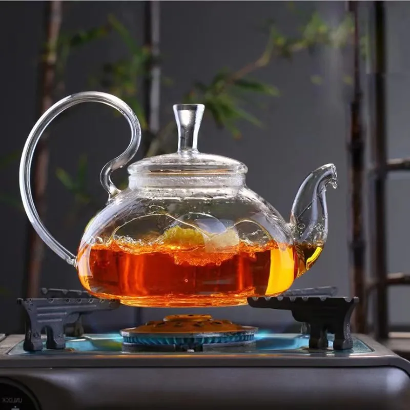 Household high borosilicate glass flower teapot bottle with high handle and filter can be heated by electric ceramic stove
