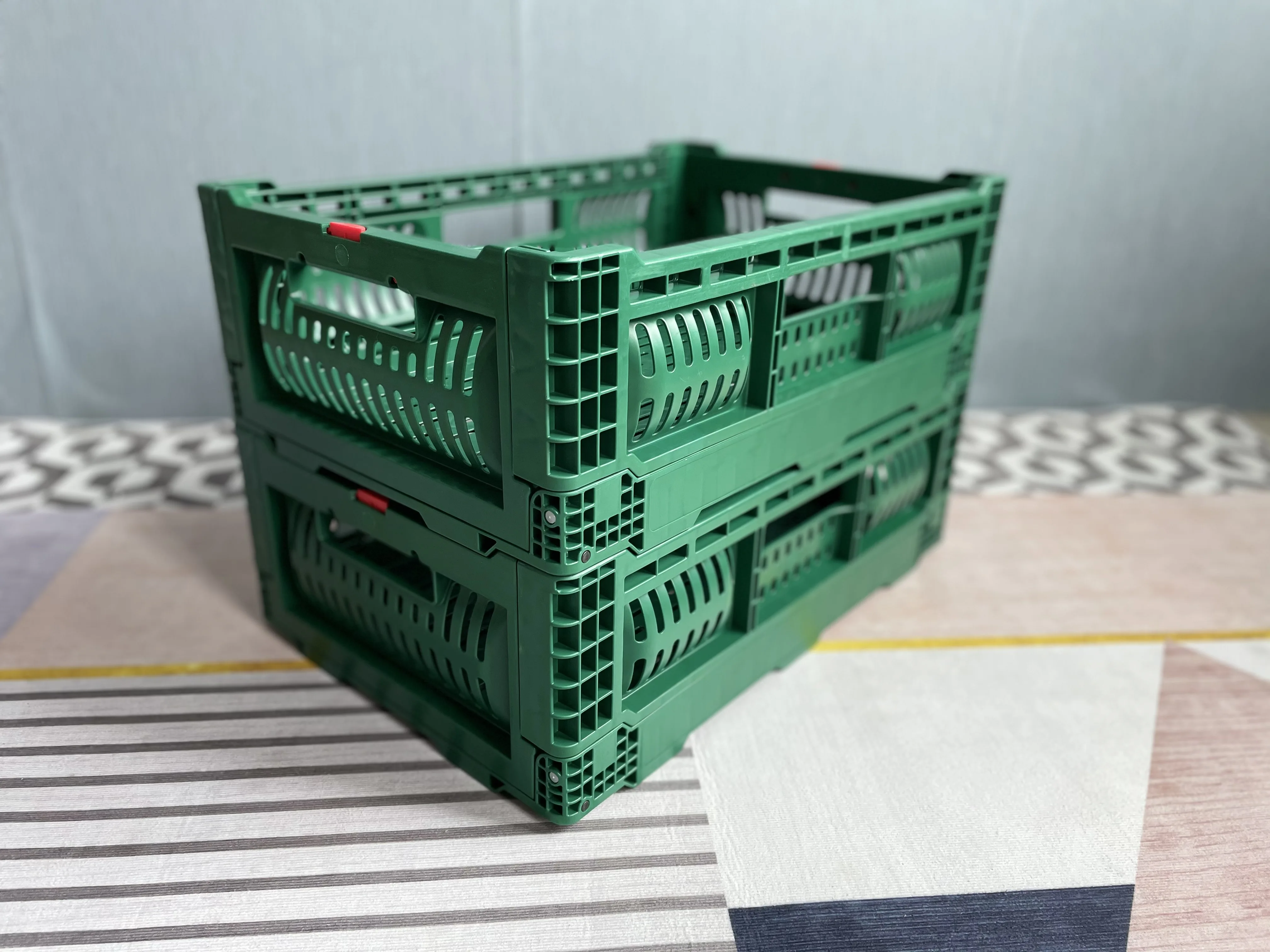 500x330x170 mm mesh wall reusable and collapsible plastic folding box crate for fruit and vegetable storage