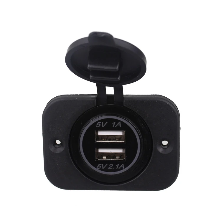 5V 3.1A 12V Dual USB Car Charger with Panel Waterproof Power Adapter Socket Outlet for Vehicle Boat Truck Motorcycle
