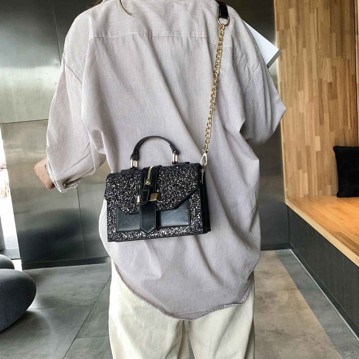 GS292 новая однотонная маленькая квадратная сумка из искусственной кожи с блестками в стиле ретро 2021 Портативные модные сумки-мессенджеры на одно плечо