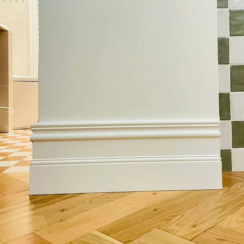 1/2'*5-1/2' Modern North American Style White Primed MDF Baseboard for Floor Usage in Apartments Marble Design