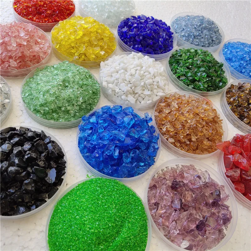 Dark blue crushed glass aggregate for terrazzo aquariums on concrete floors