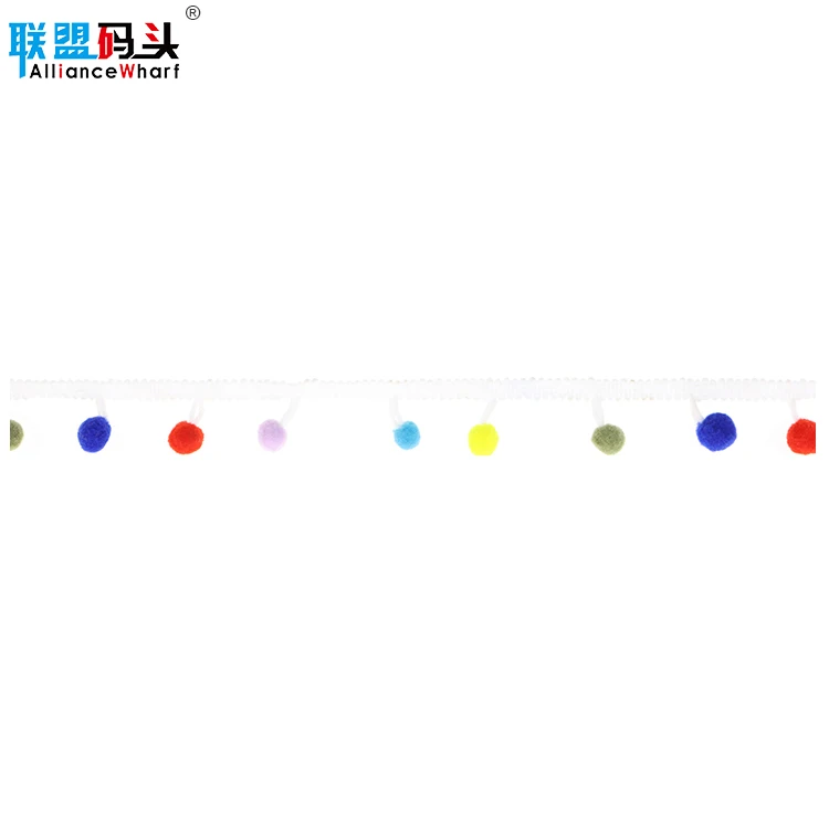 Colorful Pom-pom Lace Tassel Pompom Ball Trimming DIY Craft Sewing 28mm Fringe Ribbon Apparel Fabric Lace Supplies