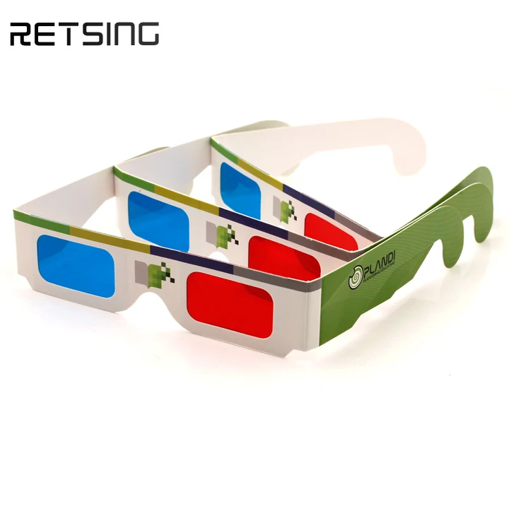 Custom logo printing paper red blue anaglyph 3d glasses with factory price