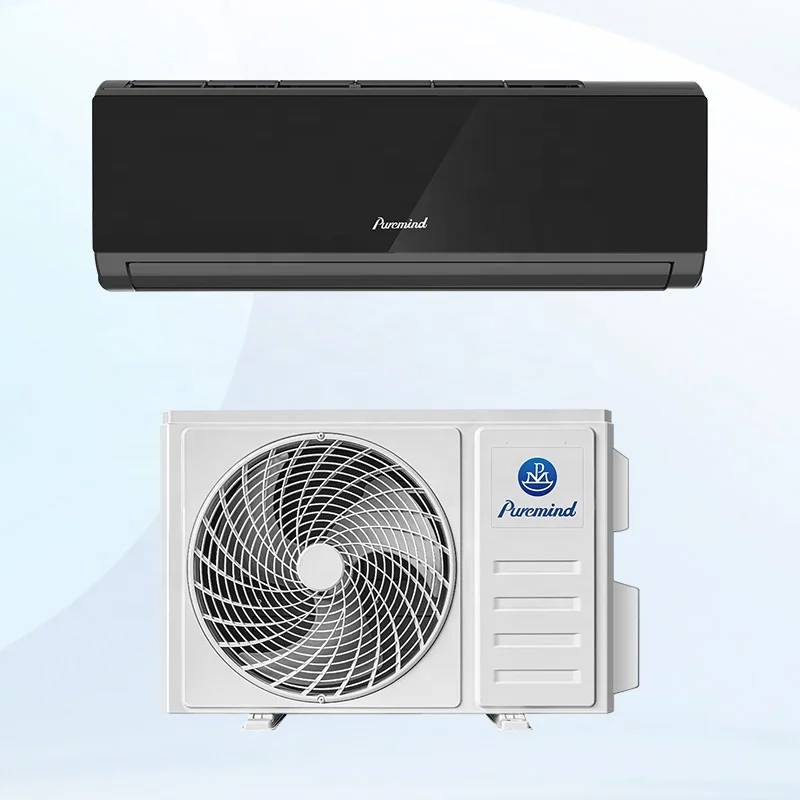 Puremind R32 Black Panel 9000Btu 12000Btu 24000Btu Split Air Conditioner Wall Mounted Inverter Cooling Fast