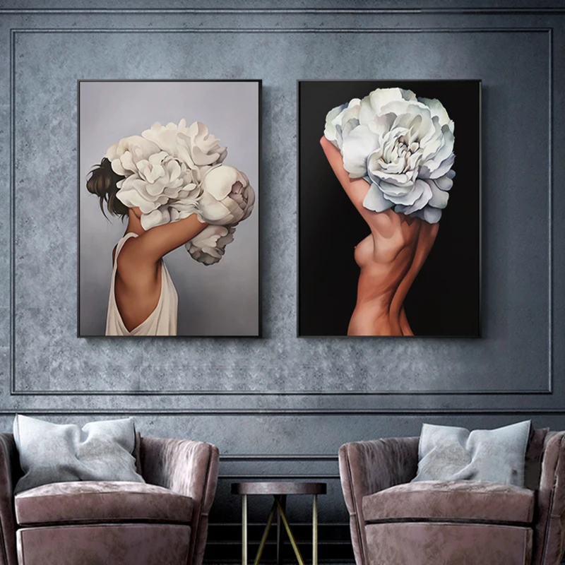 Sexy Girl Flower Woman Poster Wall Art Modern Printing Posters Art Picture Home Decoration Beauty Canvas Painting