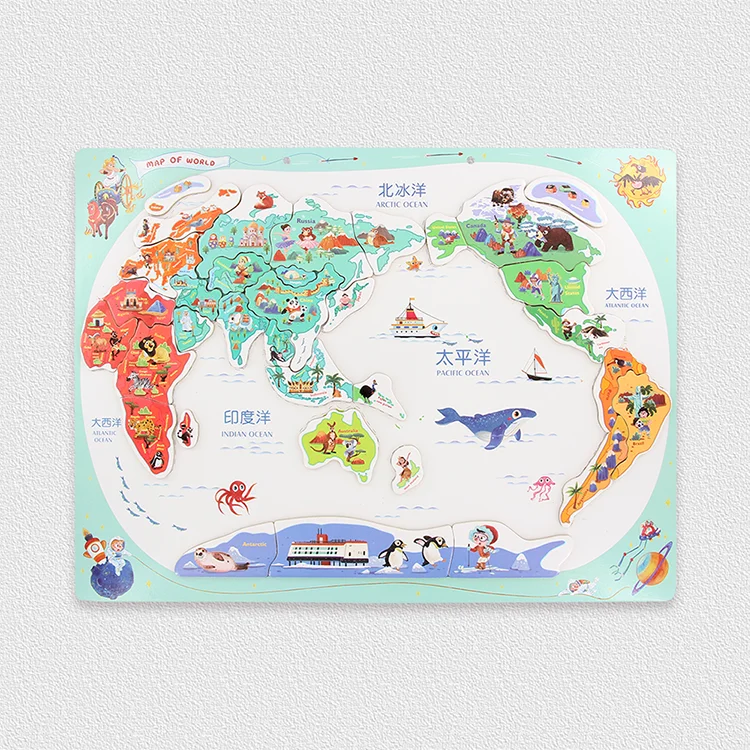 wooden may of world toy bricks for kids magnetic travel puzzle badge for educational students customized national area promote