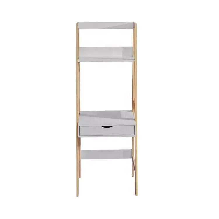 Hot Sells Free Standing Multifunctional Display BookShelf Wood Bookcase With Drawers Desk For Home