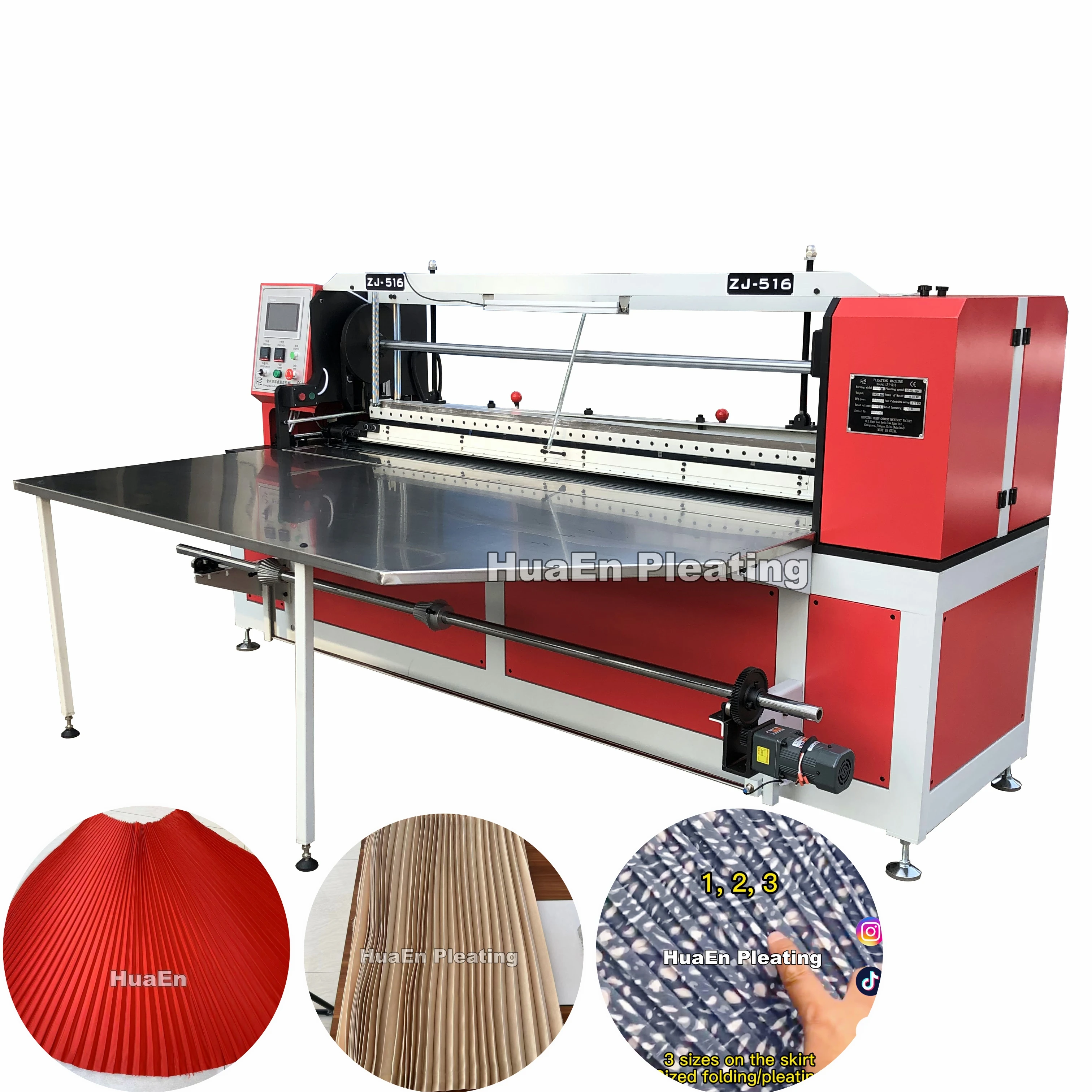 HuaEn ZJ-516 fabric dress skirt vertical sunray and accordion 3 in 1 fabric pleating machine