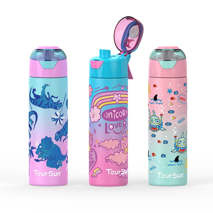 Новые патентованные экологически чистые детские бутылки для воды из нержавеющей стали с вакуумной фляжкой спорта трубочкой без крышки
