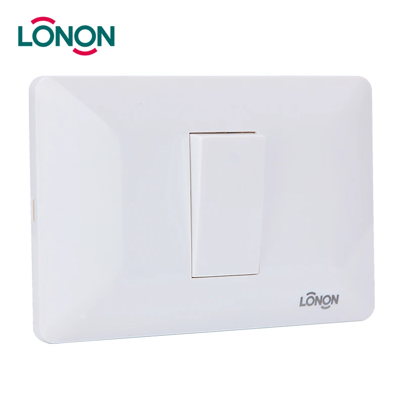 High Quality White 16a  PC Material 1 gang one way home electric Wall light switch