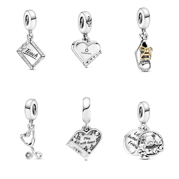 Pandorae Cute Mickey Minnie Animal 925 Charm Lady Charm Sterling Silver DIY Beaded Bracelet