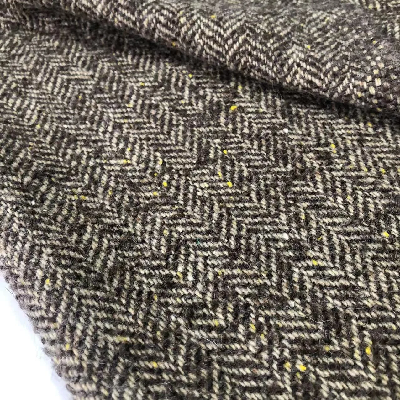 580g/m New Mixed-color Herringbone Check Coat Vintage 90Wool 3mohair 3alpaca 4Polyester Single-sided Wool Fabric Suit Jacket