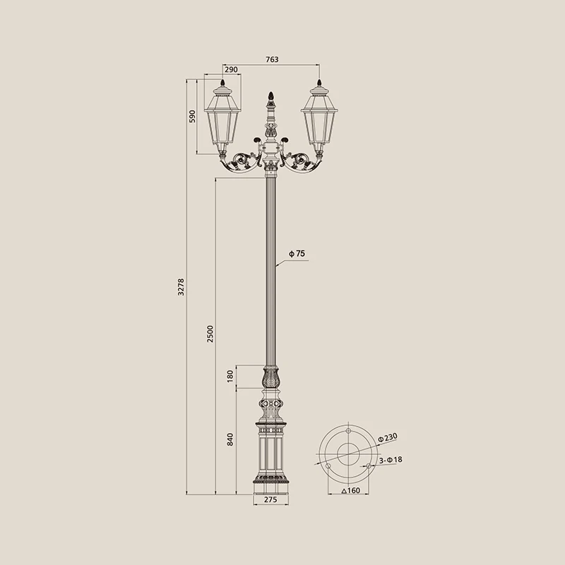 Noridc style decoraite garden lantern LED antique cast iron aluminum street lamps outdoor classic  pole light
