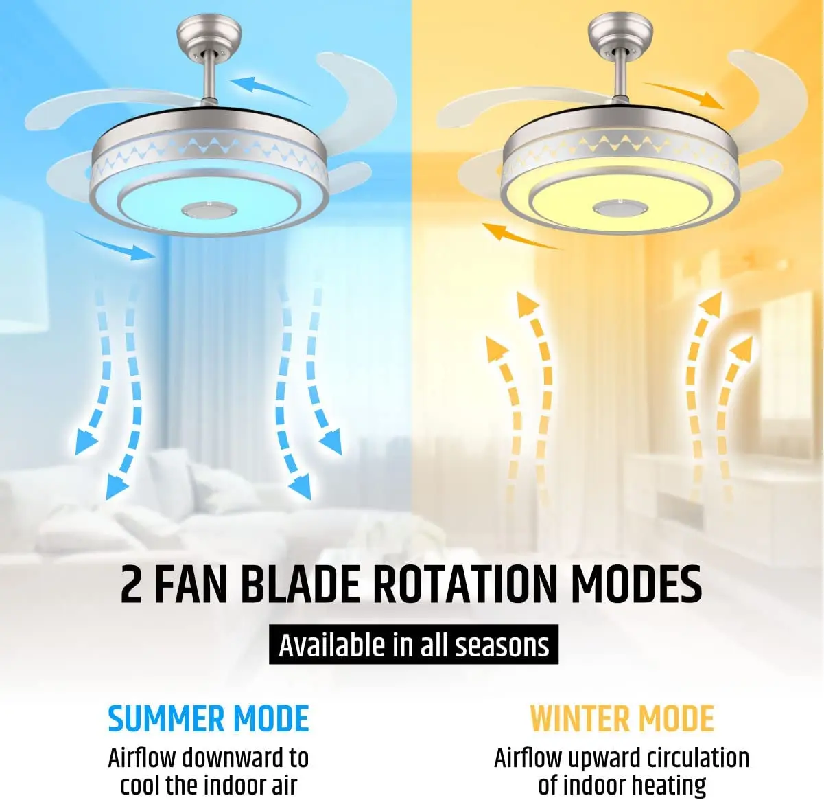 OEM Ceil Fan Light CCT Modern Chandelier Pendant Speaker 2.4G Remote App Color Changing Smart Music LED Ceiling Fan with Light