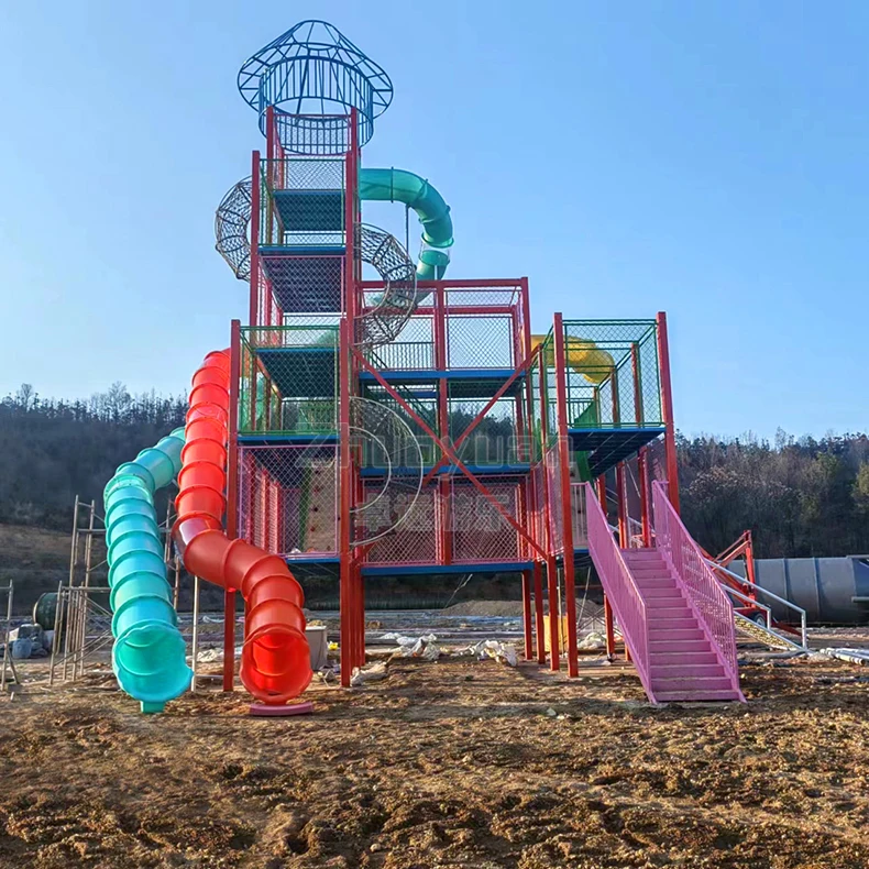 Manufacturer Supply Large Commercial Tube Slide Climbing Castle Multi-Function Outdoor Children Playground Equipment