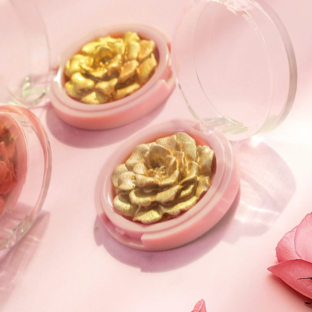 Customise your logo multichrome vegan Face 3d flower blush highlighter makeup