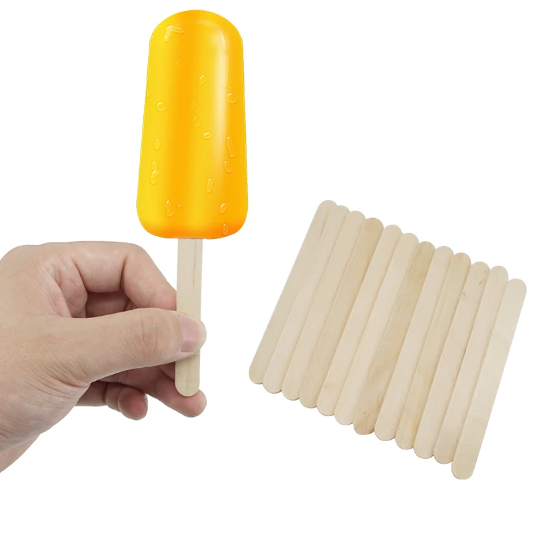 50/100pcs Ice Cream Popsicle Sticks Natural Wooden Sticks Ice Cream Spoon Hand Crafts Art Ice Cream Lolly Cake Tools