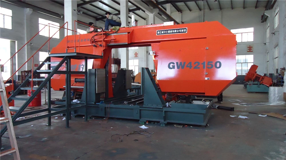 
H-1500 Double-column Horizontal Metal Cutting Machine GW42150 Band Saw 1500*1500mm 30000KGS 15000*80*1.6mm 15kw 15W Red CE 