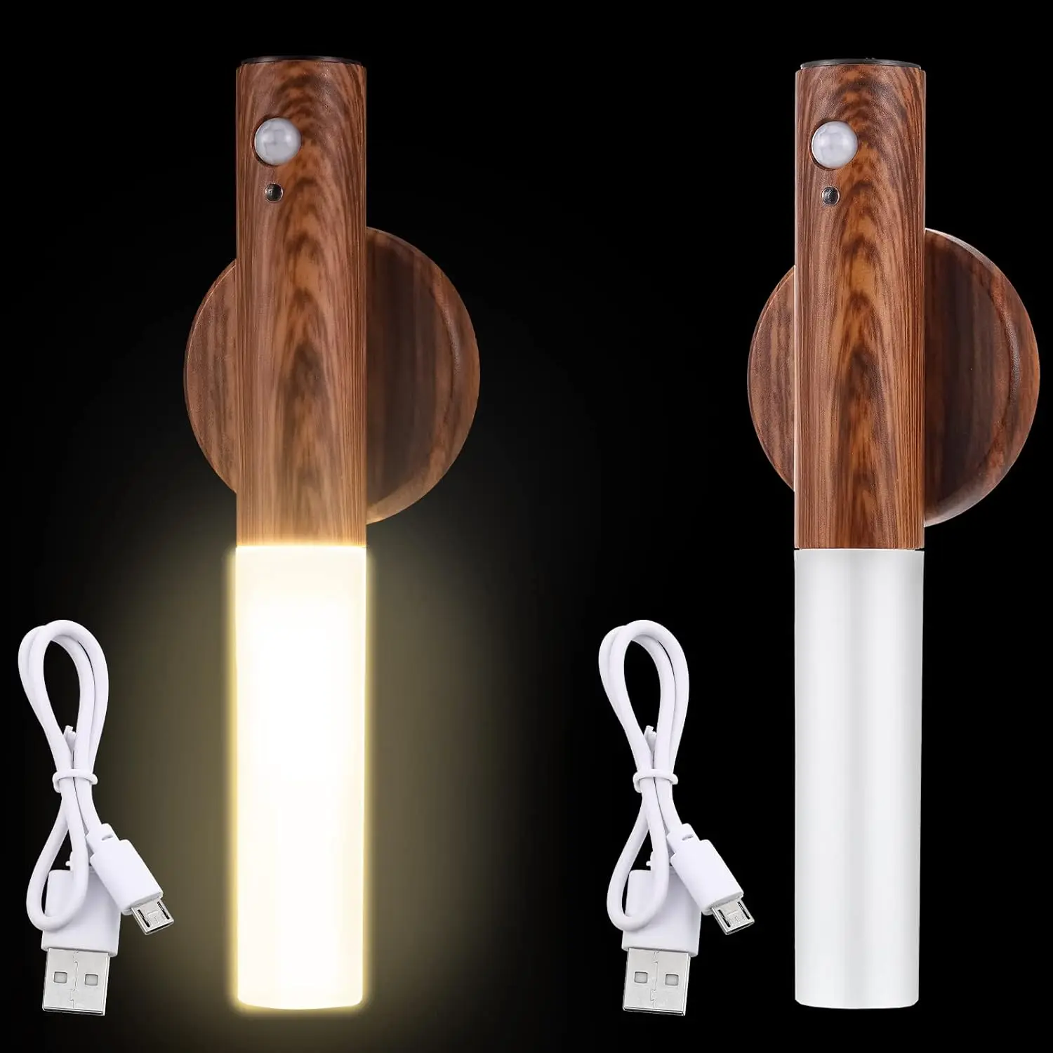USB Rechargeable LED Motion Sensor Night Light Magnet Body Sensor Wall Sconce for Hallway & Stair Portable Nightlight Camping