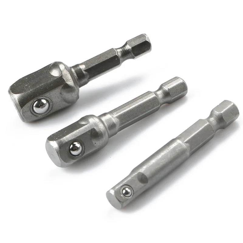 Wrench Sleeve Power Drill Socket Adapter Bits Hex Drill Nut Driver Shank 1/4 3/8 1/2 Connecting Rod Head Extension Drill Bits