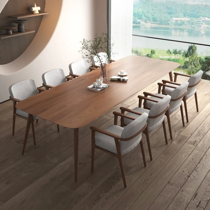Nordic large office solid wood conference table long strip office table and chair combination long strip table simple