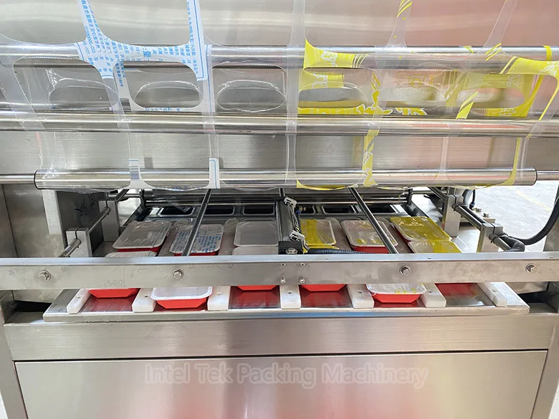 SUS 304 PLC Operation Automatic Tray Packaging Food Sauce Box Filling Sealing Machine Fruit Jam Ketchup Packing Machinery