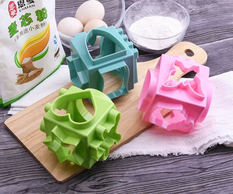 food contact safe 6 sides baking tool set heart flower star shape plastic cookie cutter mould for Christmas,kids,festival,party