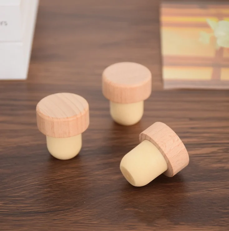 customized  wine bottle T type cover wooden cork polymer cork stopper for Room Diffuser Bottle