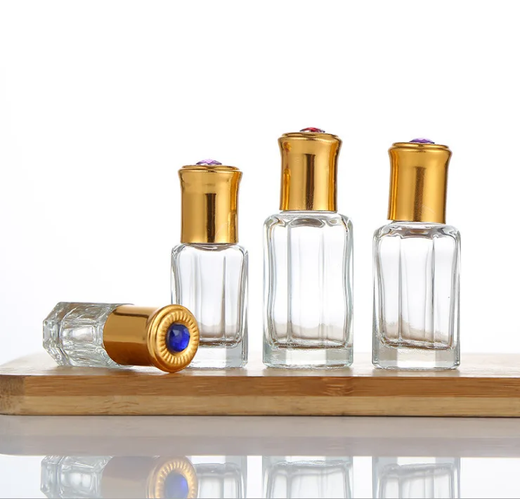 Wholesale 3ml/9ml/12ml transparent glass roller bottle rollerball botol rol on glass essential oil bottle for perfume