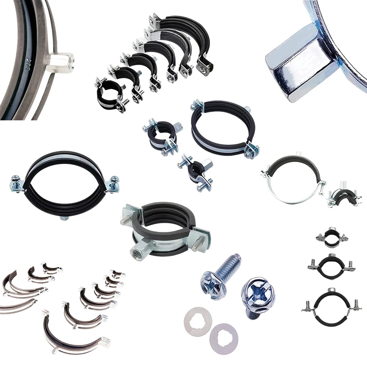 Salvador Rubber Lined All-type pipe clamp Collar Clips Hose Pipe Clamp Superfes Double Single Pipe Clamps With Rubber