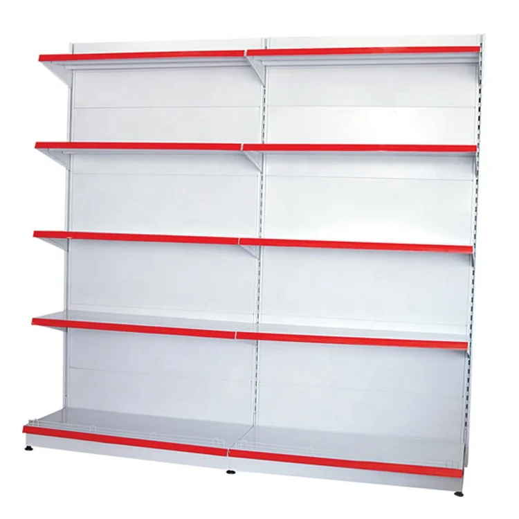 Double Surface Metal Steel Gondola Shelving Rack for Supermarket Retail Display Snacks