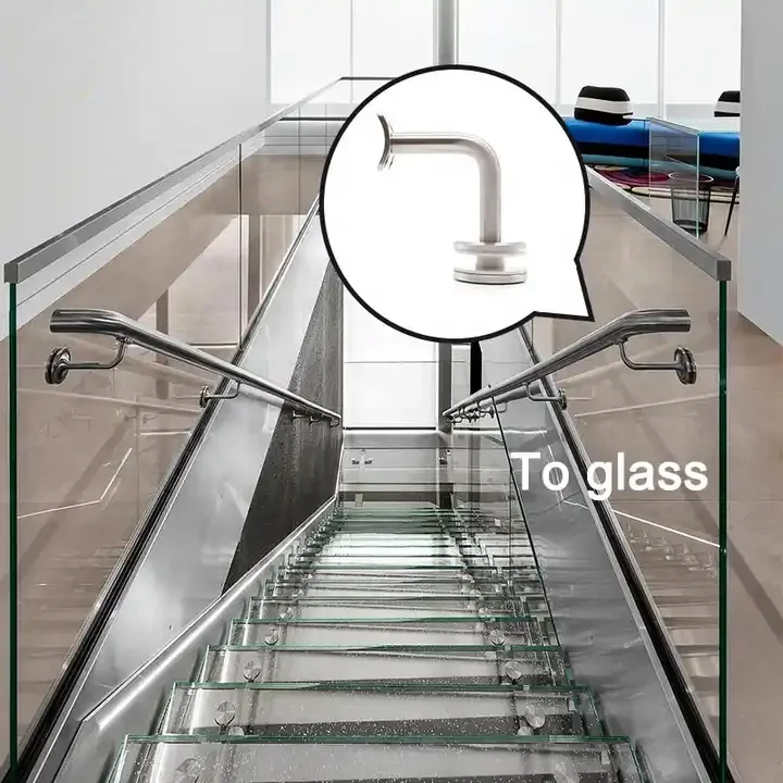 Stainless Steel Stair Railing Clamp Glass Handrail Wall Bracket Fitting Stairway Rails Holders Guardrails Handrail Brackets