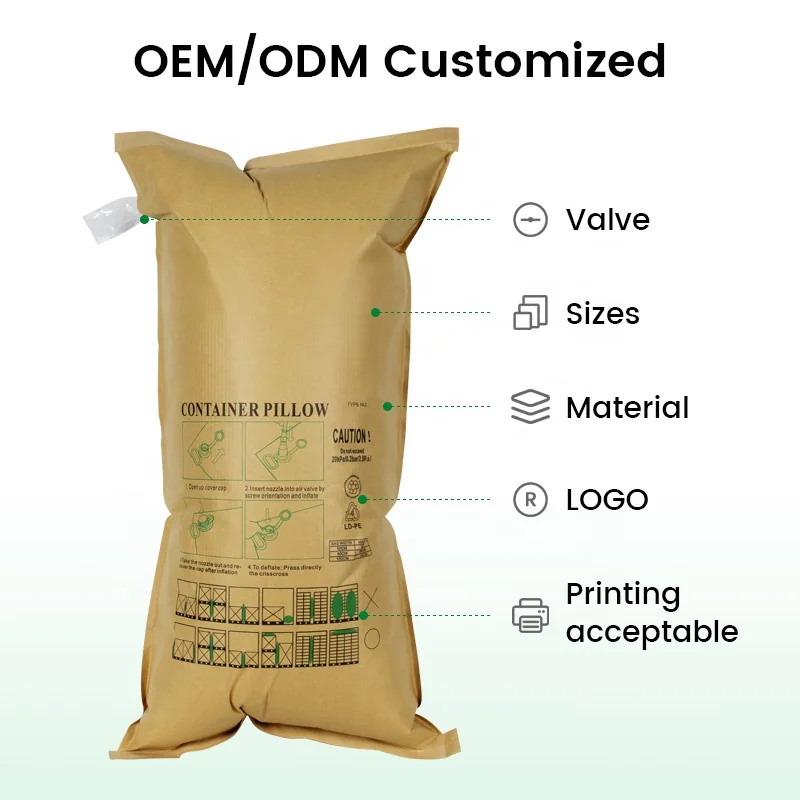 Strong Shipping Container Edge Protector Inflatable Brown Paper Air Dunnage Bag