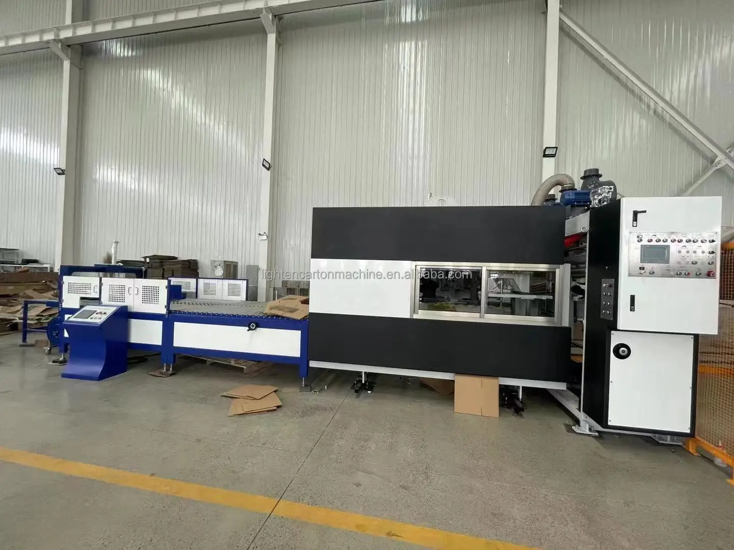 Fully Automatic High Speed Corrugated Carton Box Flexo Printing Slotting Die Cutting Folding Gluing Strapping Machine