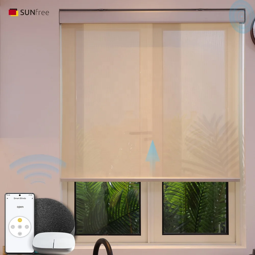 Aluminum Covers Motorised Roller Blinds Shades Smart Fabric Modern Window Cortina Roller Blind