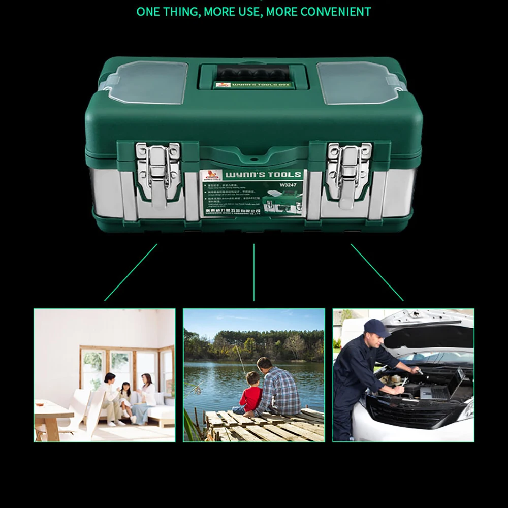 ABS 14-19 Inch Portable Tool Bag Plastic Tools Box with Steel Plate