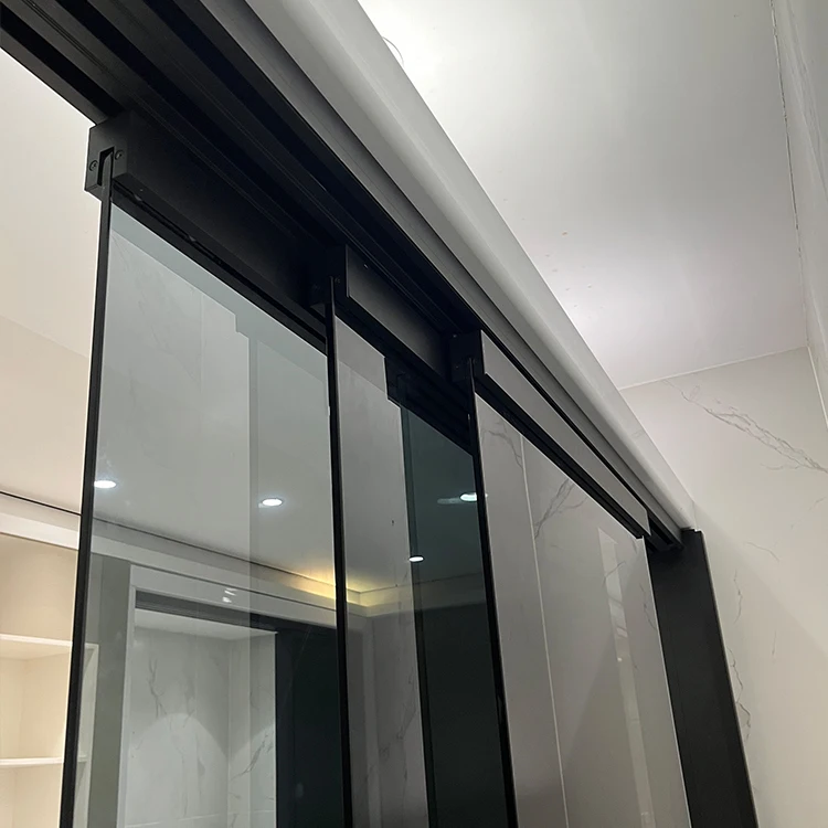 HDSAFE left and right open frameless glass door track hardware partition sliding door kitchen living room interior door sliding