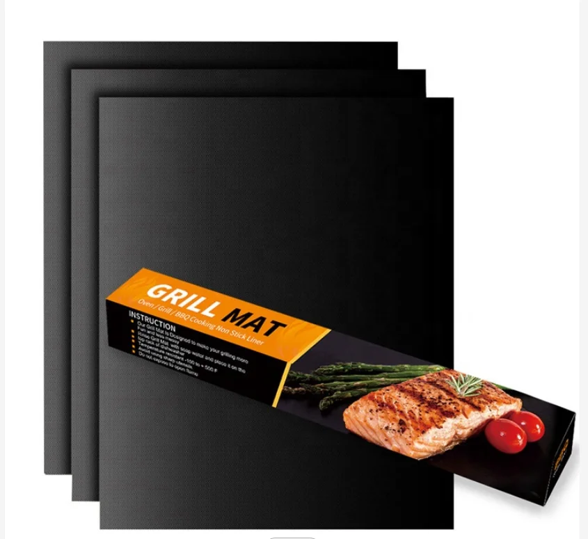 Wholesale BBQ Mat Grill Mat 33cm 40cm 0.2mm Thickness Fireproof Directly Use Non Stick Resauble Barbecue
