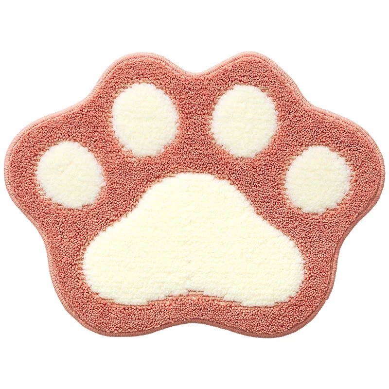 Fluffy Sheepskin Tuft Rug Bathroom Non -Slip Mat Water Absorbent Mat Cute Cartoon Cat Paw Rug