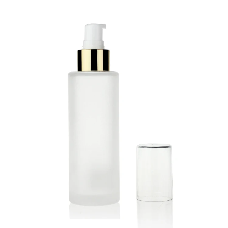 Empty cosmetic packaging frosted glass bottle containers 50ml 80ml 150ml skin care cream high pressure spray pump lotion bottle
