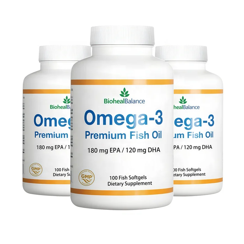 Omega 3 Fish Oil Softgels Health Brain & Heart Fish Oil Capsules EPA DHA Halal Deep Sea Fish Oil Supplements