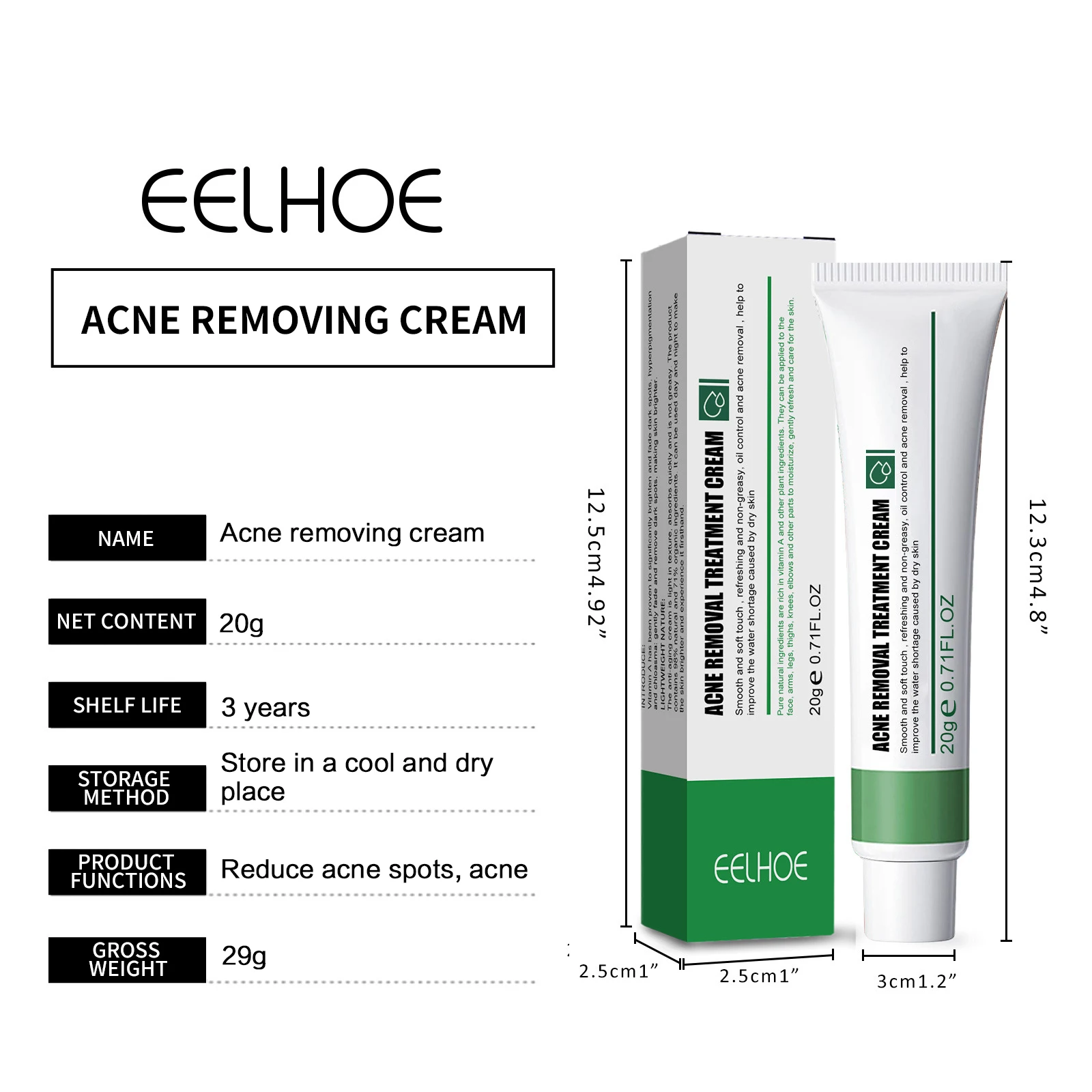 EELHOE OEM ODM 20g Effective Whitening Freckle Cream Remove Acne Dark Spot Fade Pigmentation Melasma Brighten Anti Freckle Cream