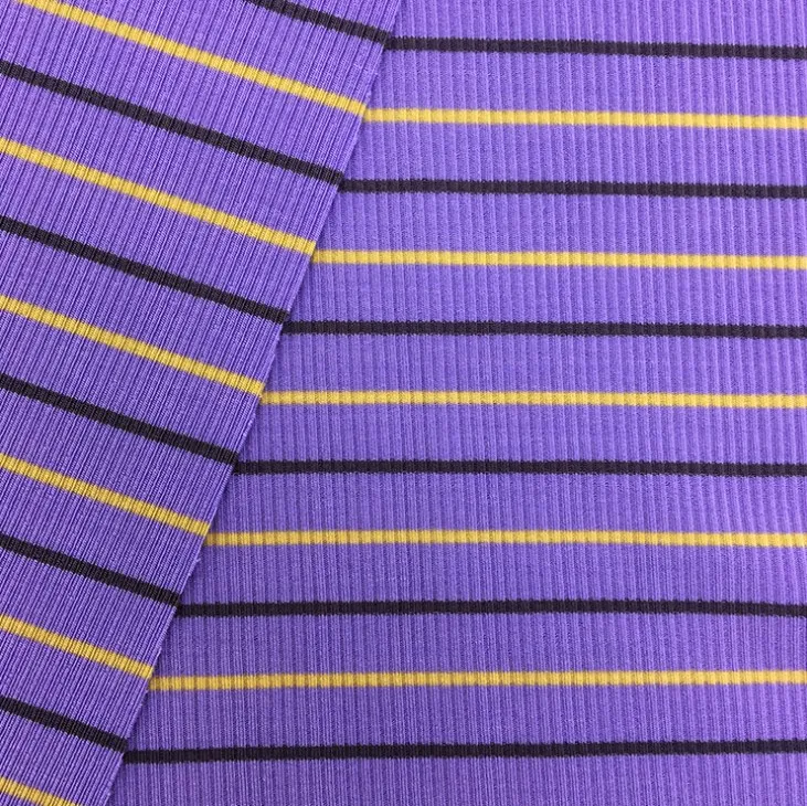  New fashion 2x2 rib yarn dyed 95%cotton 5%spandex stripes