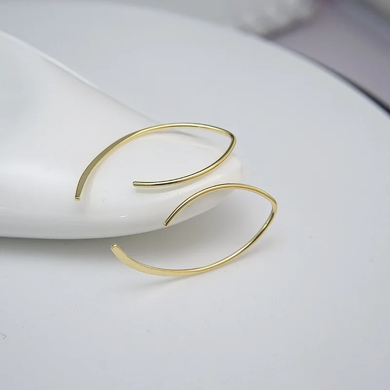 Fanyue wholesale high quality korean earrings 925 silver jewelry gold plated simple sleep ear hook for women