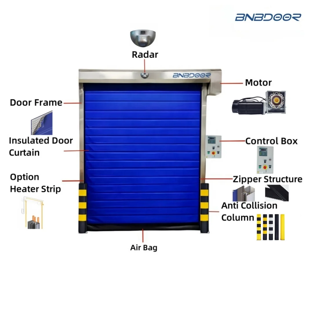 HOT automatic industrial fast door workshop thermal foam roller shutter PVC cold storage freezer high speed rolling quick door