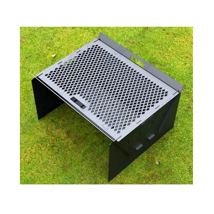 Custom Outdoor Camping Charcoal Fire Pit Square Fire Pit corten steel BBQ Grill